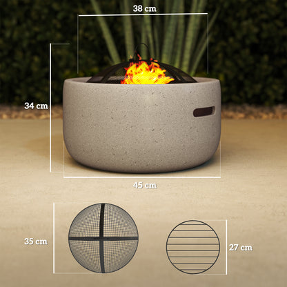 Outsunny Brasero Exterior Redondo Con Atizador Ø45x34 Cm Gris_2