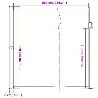 Vidaxl Toldo Lateral Retráctil Terracota 220x600 Cm_2