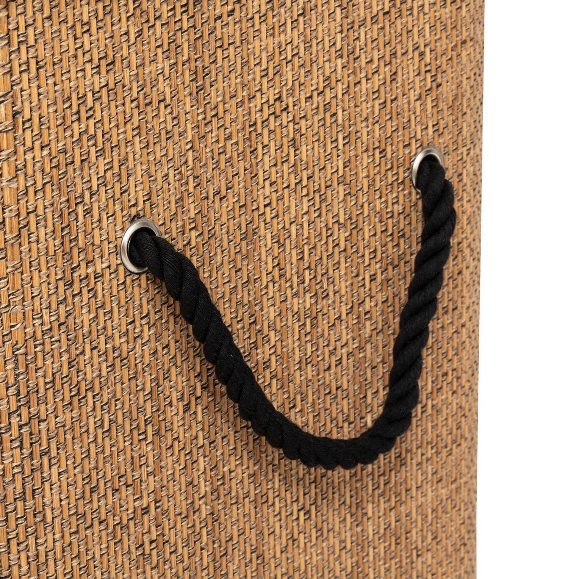 Cesta De Ropa Rectangular 100l Bambú Y Tejido Negro_2