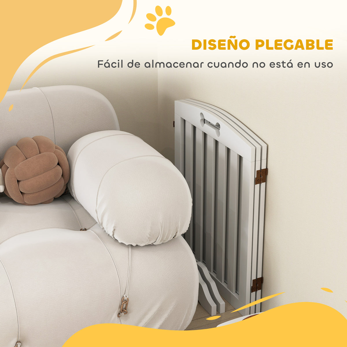 Pawhut Barrera De Seguridad Para Perros Plegable 155 Cm De 3 Paneles Blanco_3