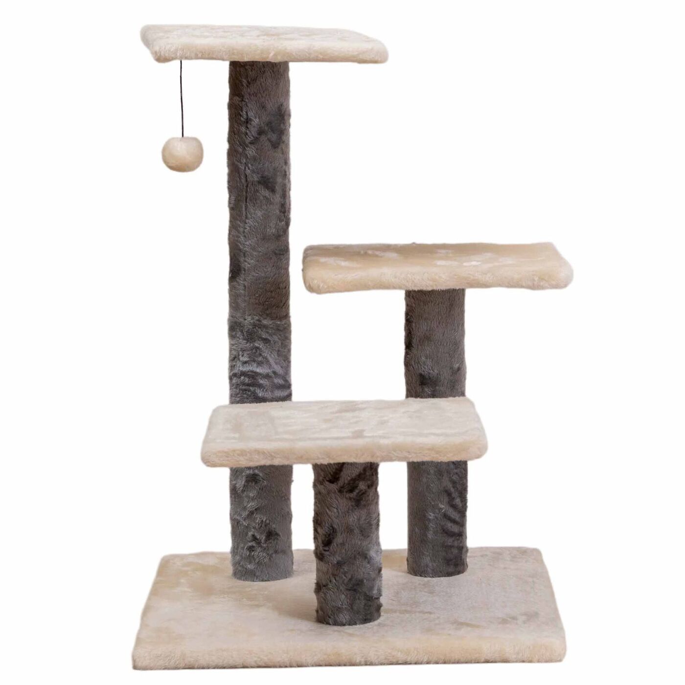 Rascador Para Gato Wuapu Modelo Four Con 3 Alturas. Altura 64cm, Base 45x45cm. Color Beige_0