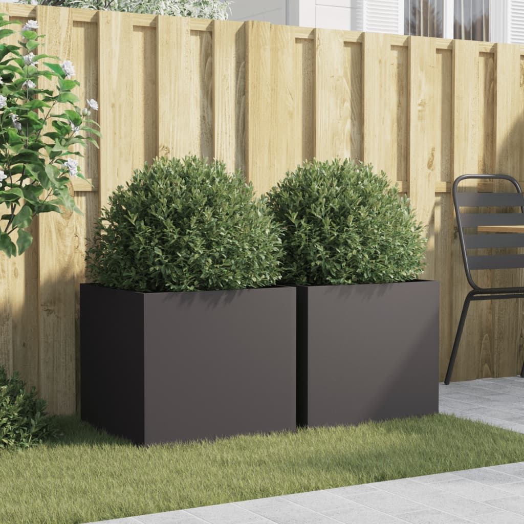 Jardineras 2 Unidades Acero Negro 49x47x46 Cm_2
