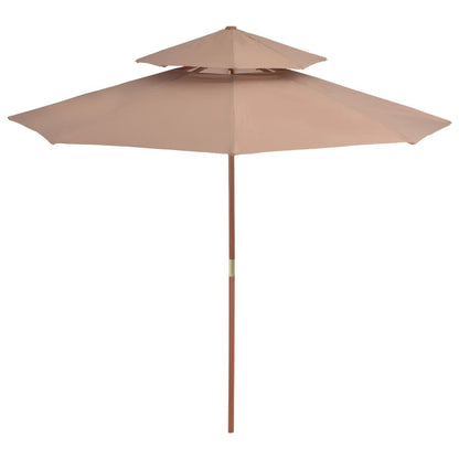 Vidaxl Sombrilla De Dos Pisos Palo De Madera Taupe 270 Cm_1
