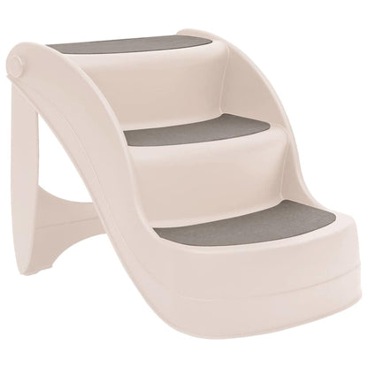 Escalera Perros Plegable 3 Peldaños Plástico Crema 50x38x38cm_0