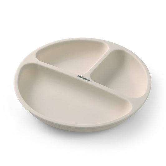 Plato De Silicona Con Compartimentos Y Ventosa Beige_0