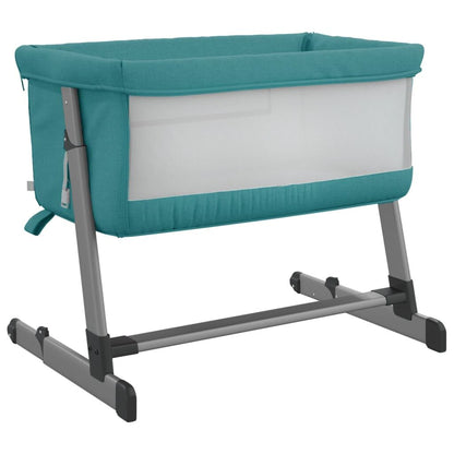 Vidaxl Cuna Con Colchón Tela De Lino Verde_4