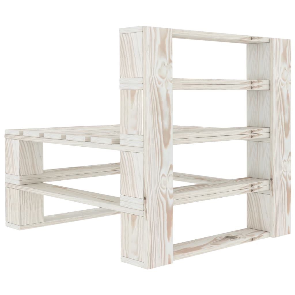 Vidaxl Juego De Muebles De Palés Para Jardín 6 Piezas Madera Blanco_5