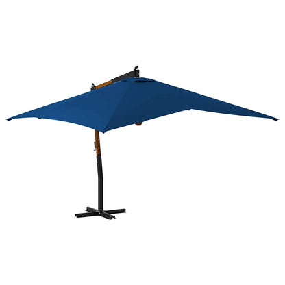 Vidaxl Sombrilla Jardín Voladiza Palo De Madera Azul Celeste 400x300cm_0
