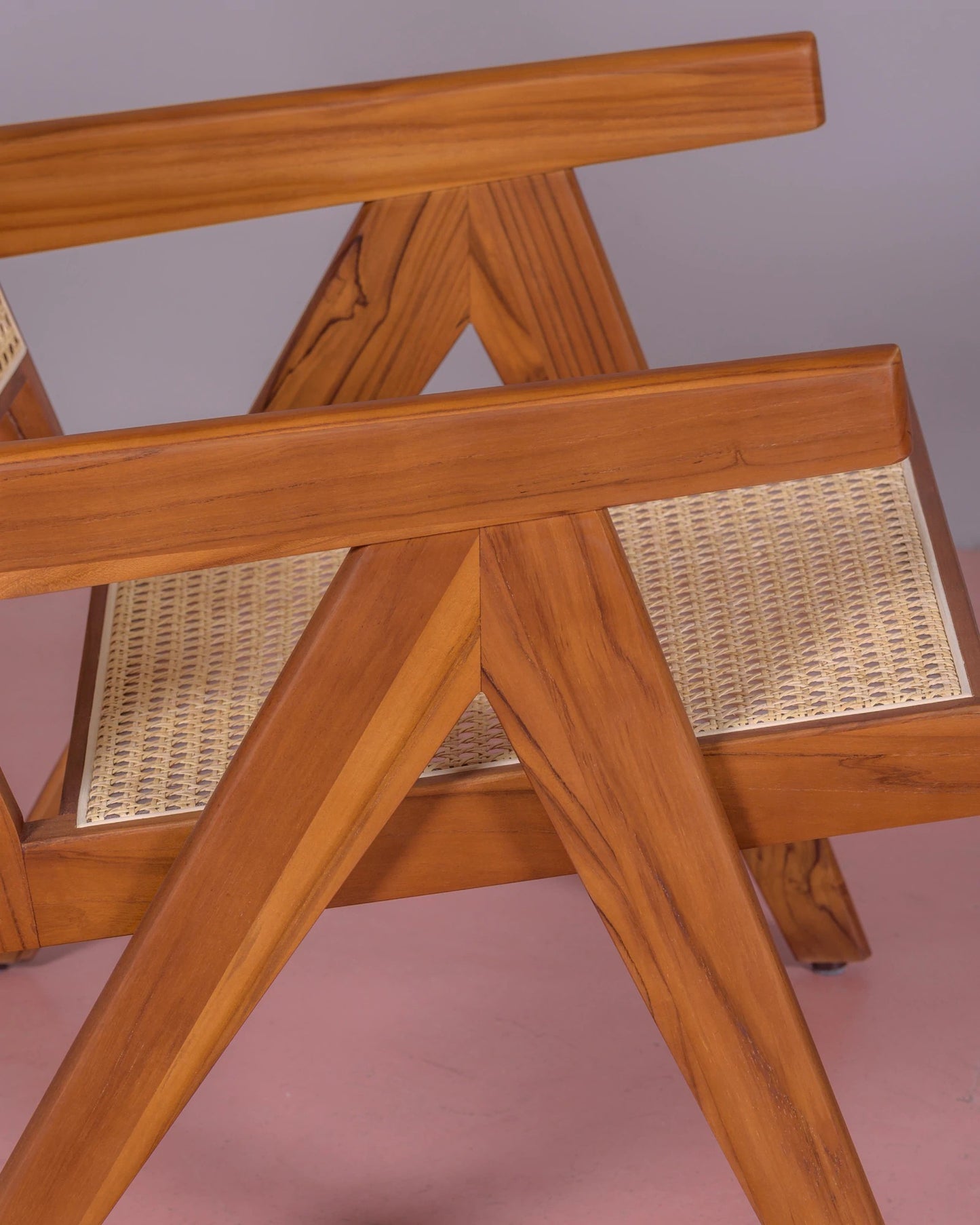 Sillón Clásico Con Reposabrazos En Madera De Teca Y Ratán Natural - Compass_4