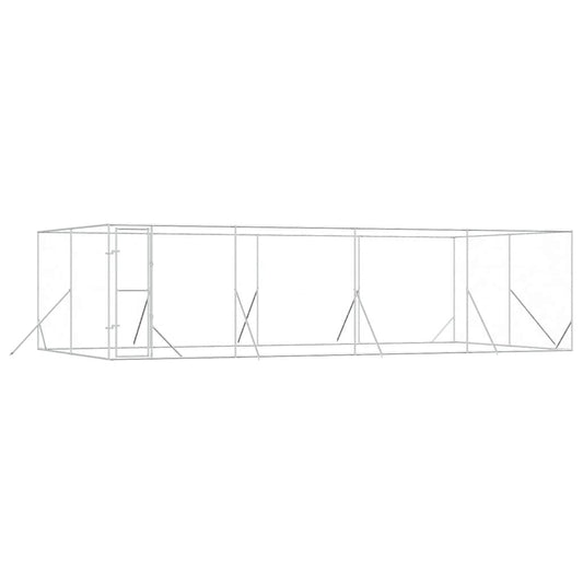 Perrera De Exterior Acero Galvanizado Plateado 8x4x2 M_0