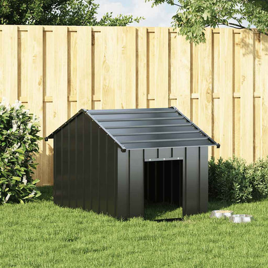 Caseta Para Perros Con Techo Acero Galvanizado 83x130x85 Cm_0