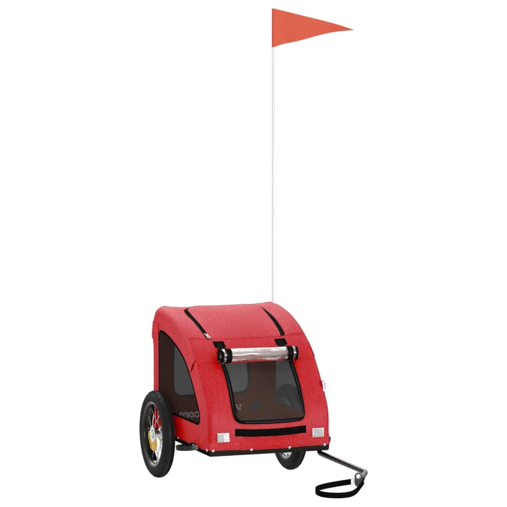 Remolque De Bicicleta Mascotas Hierro Tela Oxford Rojo_0