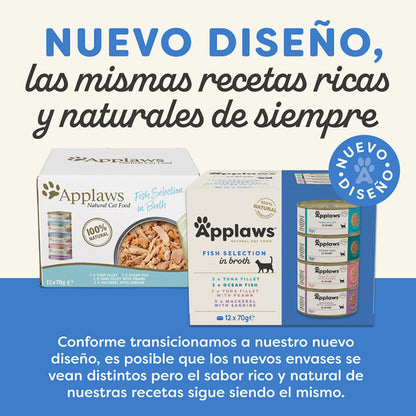 Applaws Cat Canned Fish Selection Multipack 12x70g Alimento húmido em caldo para gatos