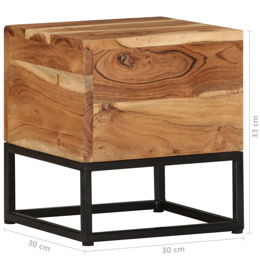 Mesa Auxiliar De Madera Maciza De Acacia 30x30x33 Cm_3