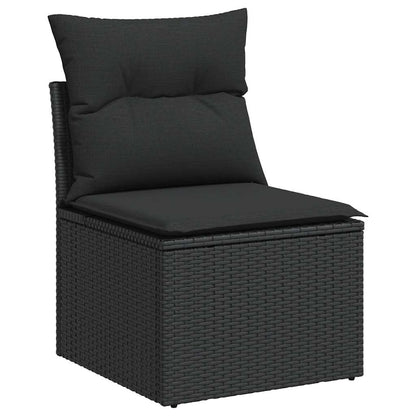Set Sofás Jardín Y Cojines 5 Pzas Ratán Sintético Acacia Negro / Vetonek_2