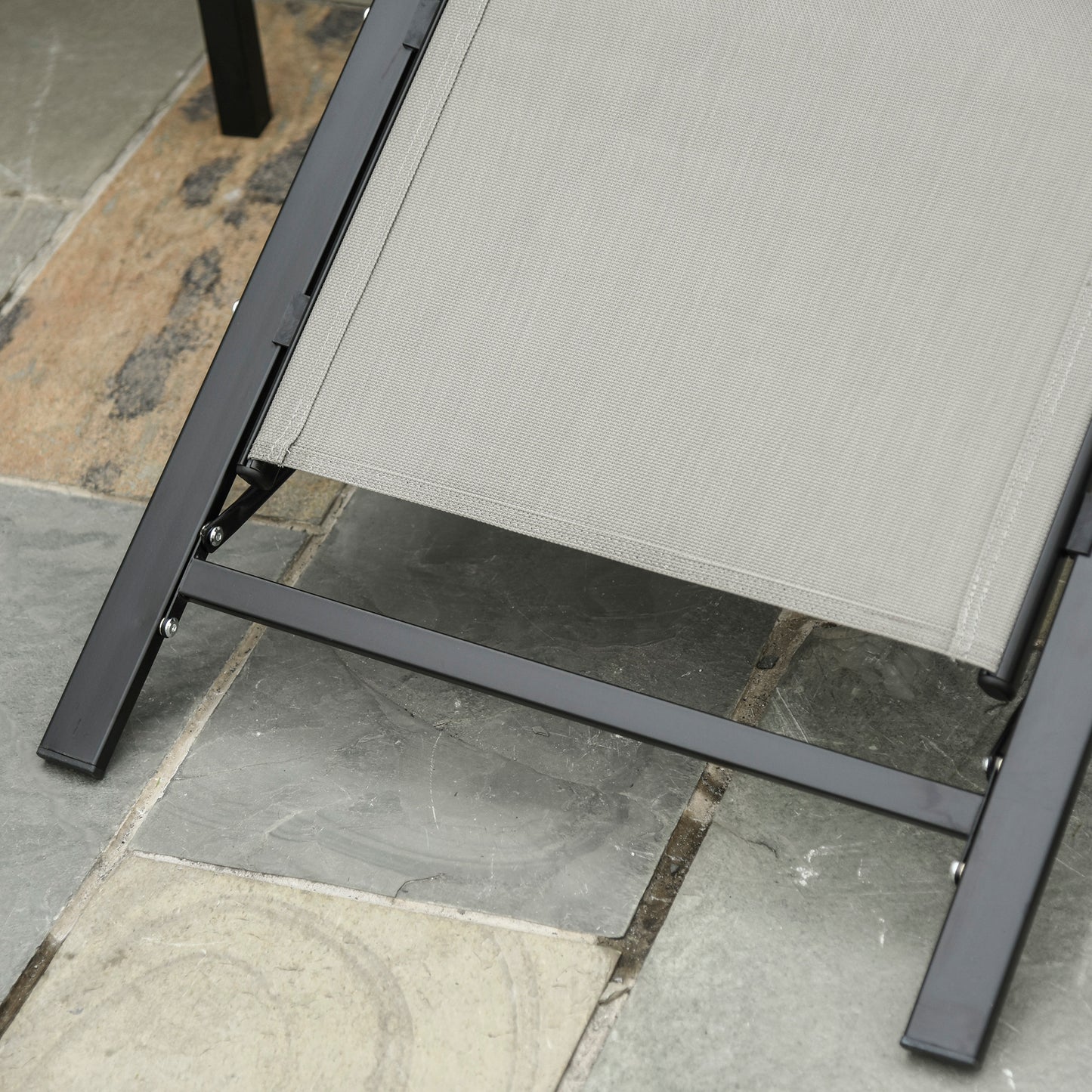 Outsunny Set De 2 Tumbonas Jardín Exterior Con Mesa Auxiliar Reposabrazos Gris_4