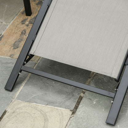 Outsunny Set De 2 Tumbonas Jardín Exterior Con Mesa Auxiliar Reposabrazos Gris_4
