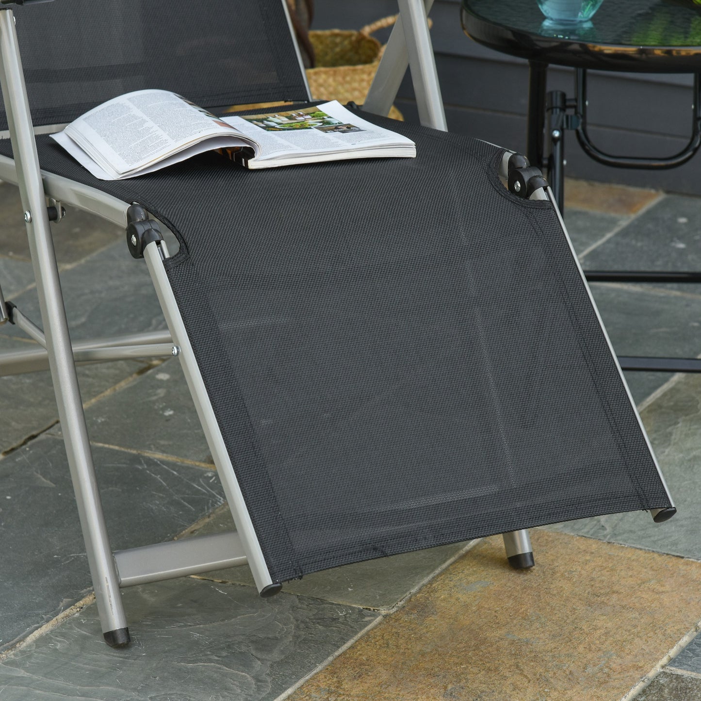 Outsunny Tumbona Plegable De Jardín Sillón Ajustable En 10 Posiciones_4