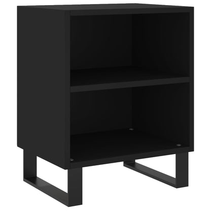 Mesita De Noche Madera De Ingeniería Negro 40x30x50 Cm_0