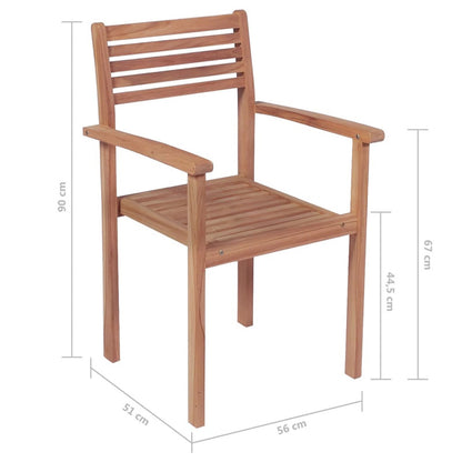 Vidaxl Sillas Apilables De Jardín 6 Uds Madera De Teca Con Cojines_2