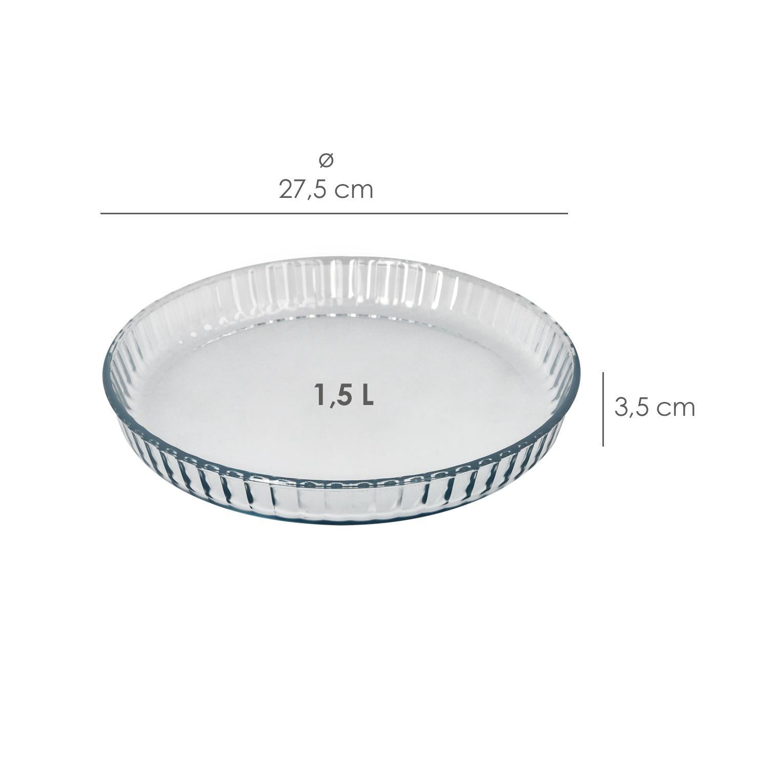 Molde Rizado Horno Cristal Borosilicato Ø 28 Cm. Ideal Postres, Cocina, Resposteria, Tartas, Quiche, Libre Bpa_1