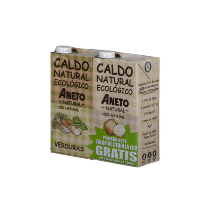 Pacote de caldo de legumes biológico Aneto 1L + 1L de caldo de cebola biológico oferta