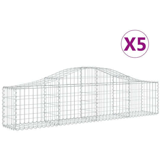 Cestas De Gaviones 5 Uds Forma De Arco Hierro 200x30x40/60 Cm_0