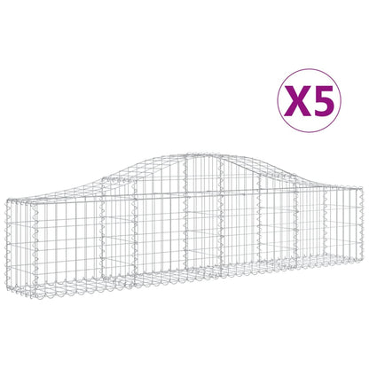 Cestas De Gaviones 5 Uds Forma De Arco Hierro 200x30x40/60 Cm_0