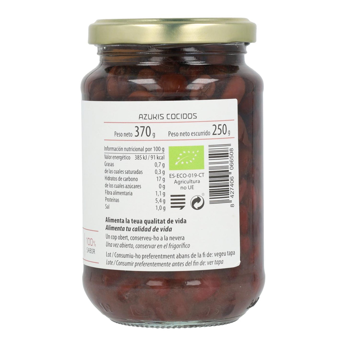 Azuki cozinhado em conserva ecológica Cal Valls, 290 g