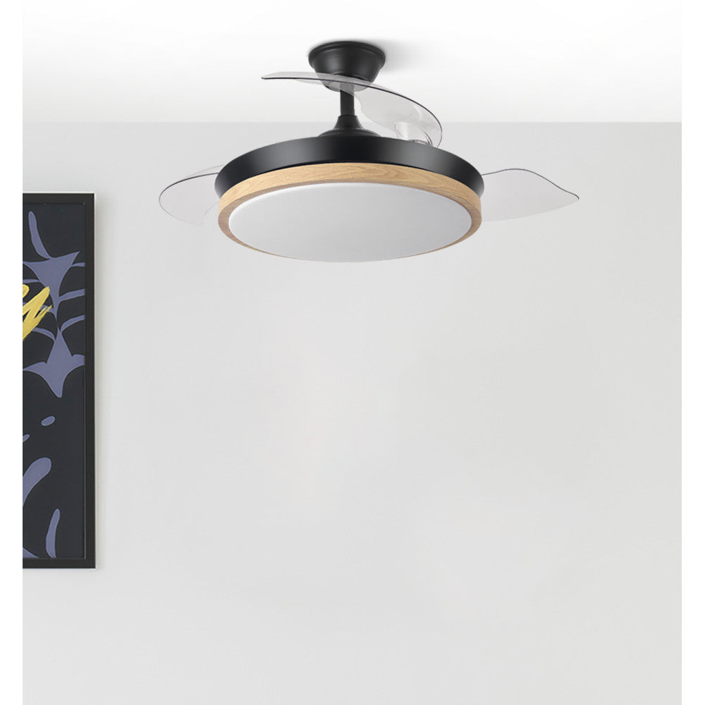 Ventilador Dc Evros 72w 6120lm Negro/haya 107d 3asp.desplegables 3000-4000-6000k Remoto+temp+memoria_2