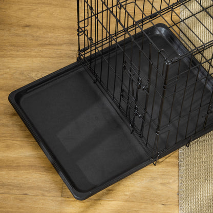 Pawhut Jaula De Metal Para Perros Plegable 60x43x49,5 Cm 2 Puertas Bandeja Cojín_4