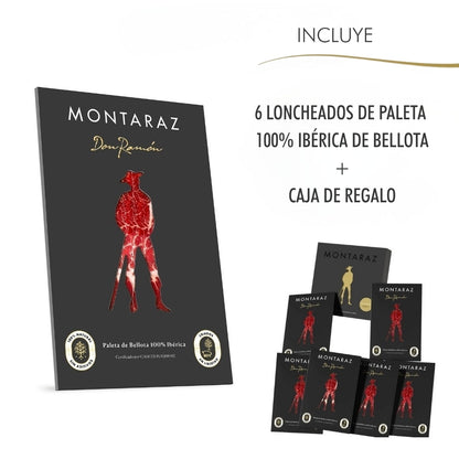 Montaraz® Caja Regalo Gourmet | 6 Loncheados De Paleta 100% Ibérica De Bellota Envasados Al Vacío (600gr) De Extremadura_2