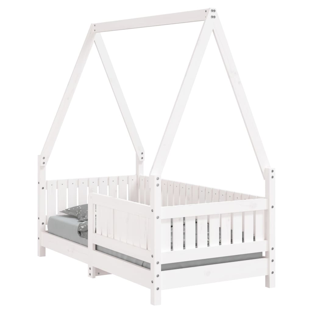 Estructura De Cama Para Niños Madera De Pino Blanco 70x140 Cm / Vetonek_0