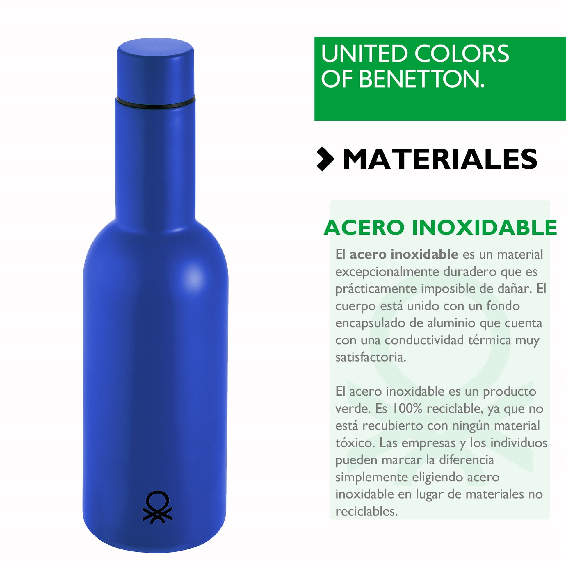 Botella De Agua 550ml Acero Inoxidable Azul Casa Benetton_3
