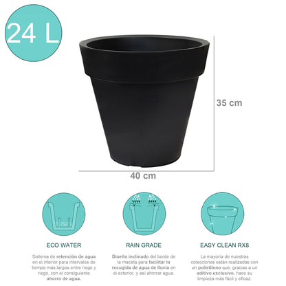 Macetero De Polietileno Por Rotomoldeo Color Antracita 40x35 Cm