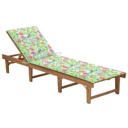 Tumbona Plegable Con Cojín Madera Maciza De Acacia_0