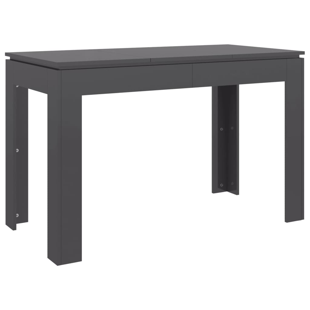 Mesa De Comedor Madera Contrachapada Gris Brillo 120x60x76 Cm_0