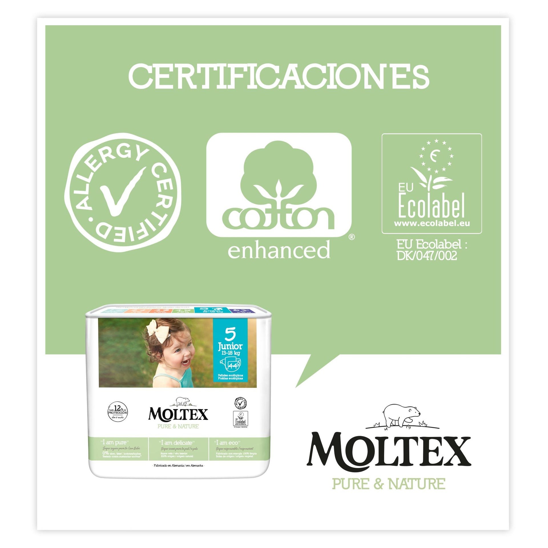 Pack ahorro Pañales T5 (13-18 kg) Moltex Pure & Nature, 176 Uds