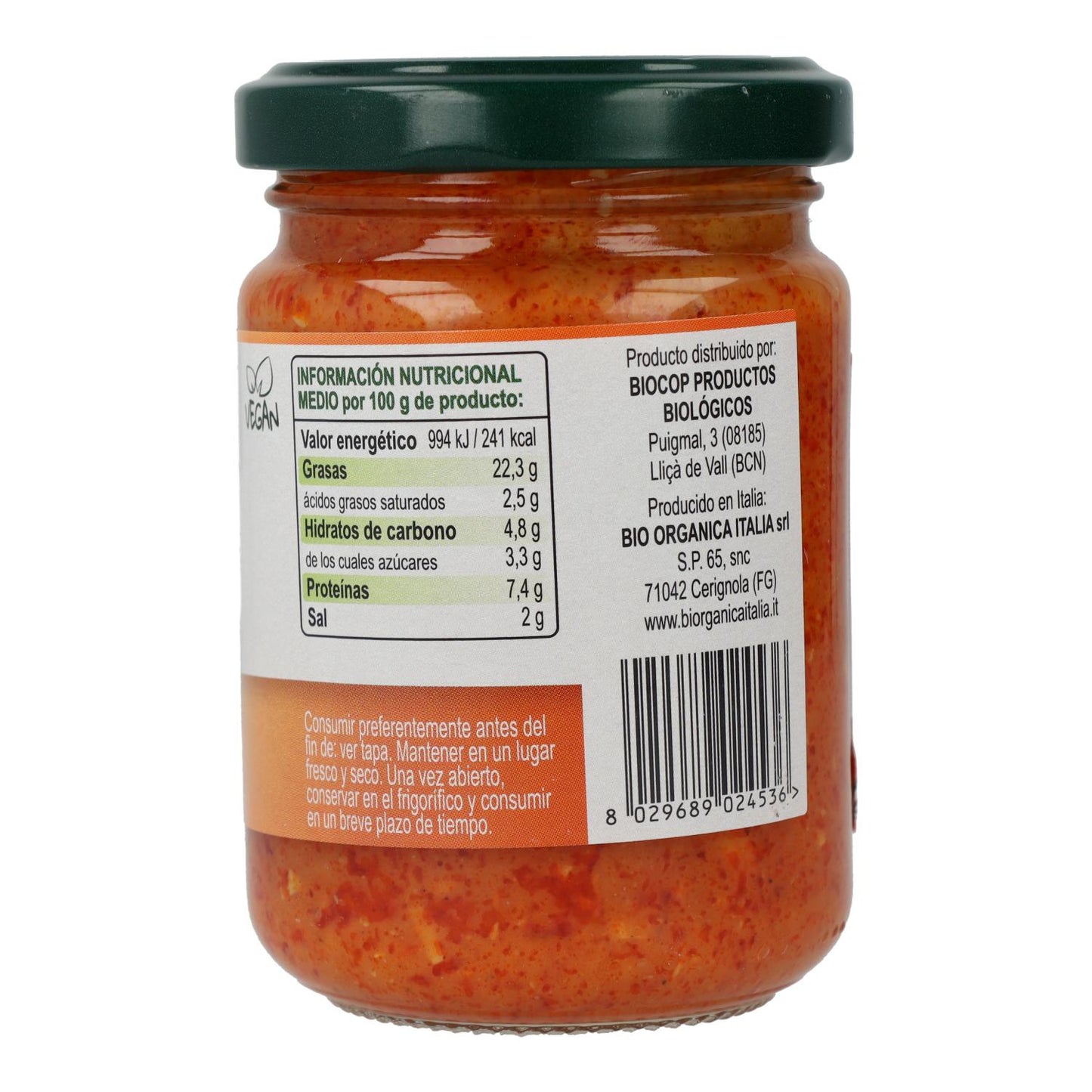 Pimento Vegan Pesto Bio Organica Italia 140 gr 
