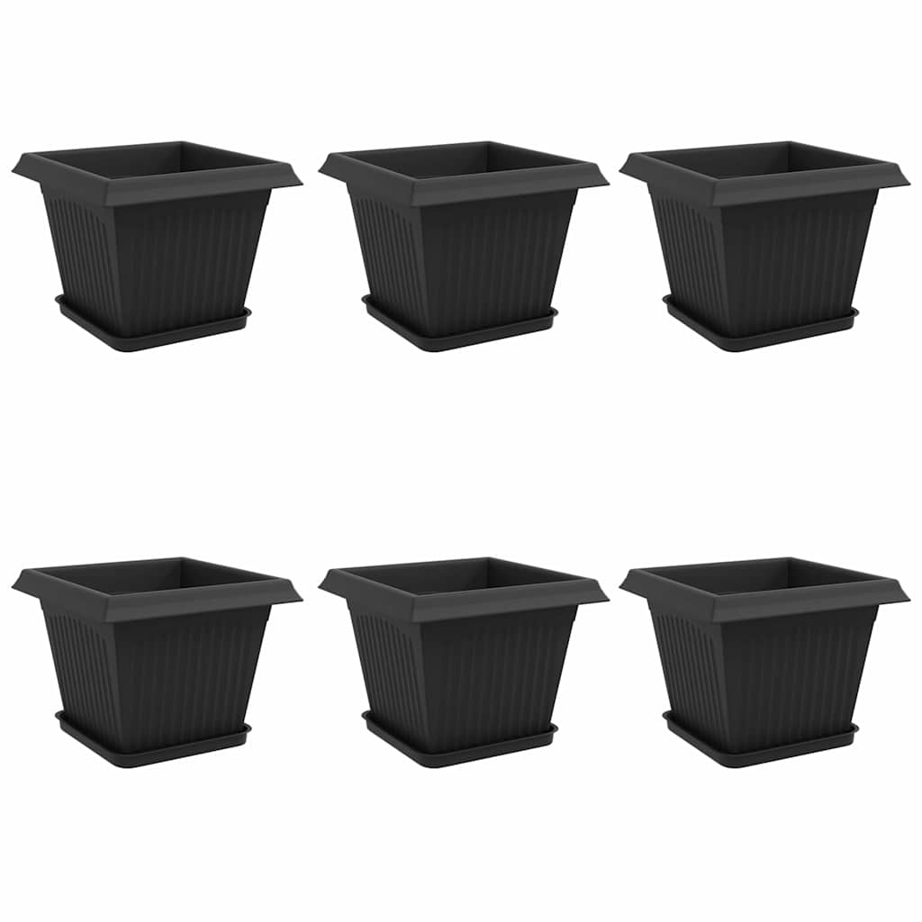 Macetas 6 Uds. Negro Plástico_0