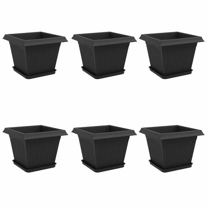 Macetas 6 Uds. Negro Plástico_0