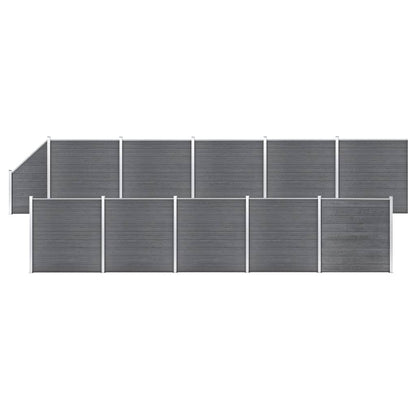 Set De Valla 10 Cuadradas + 1 Oblicua Wpc Gris 1830x186 Cm / Vetonek_0
