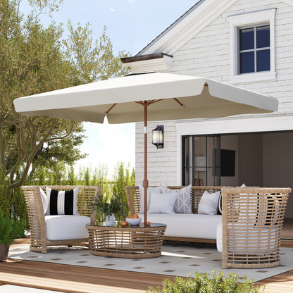Outsunny Sombrilla De Terraza Exterior 300x200 Cm Con Ángulo Ajustable Crema_4