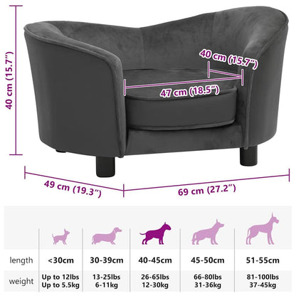 Vidaxl Sofá Para Perros Felpa Y Cuero Sintético Gris Oscuro 69x49x40 Cm_2