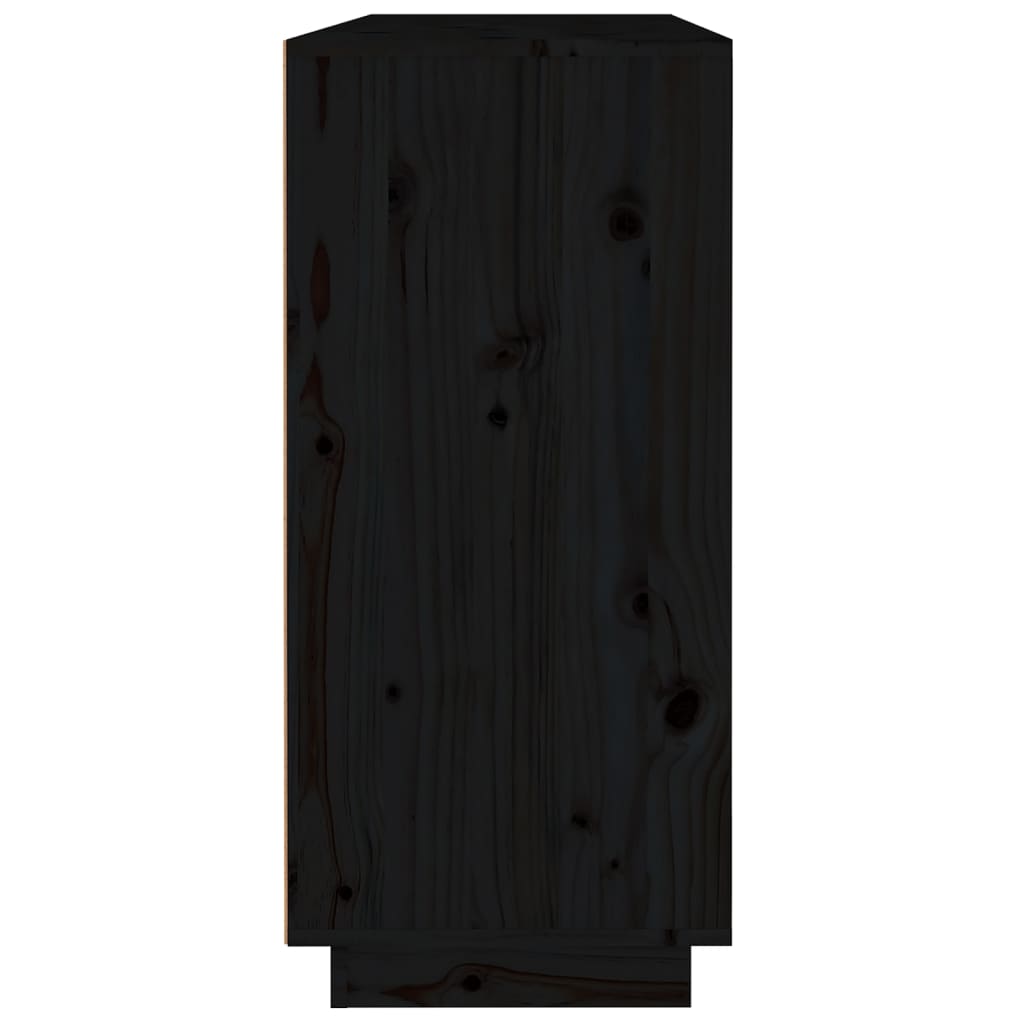 Aparador De Madera Maciza De Pino Negro 110x34x75 Cm_3