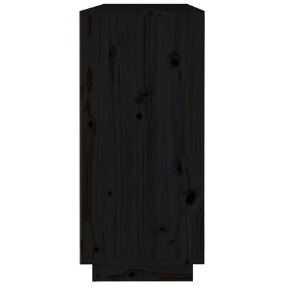 Aparador De Madera Maciza De Pino Negro 110x34x75 Cm_3