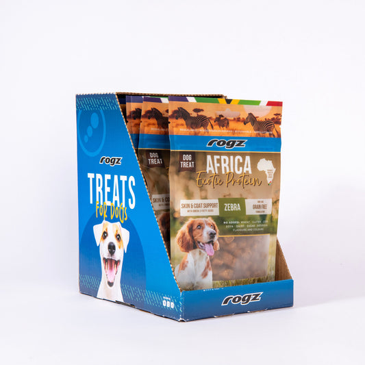 Rogz Snack Piel Y Pelo Para Perros De Cebra 6x100g Con Omega 3 Y 6_0