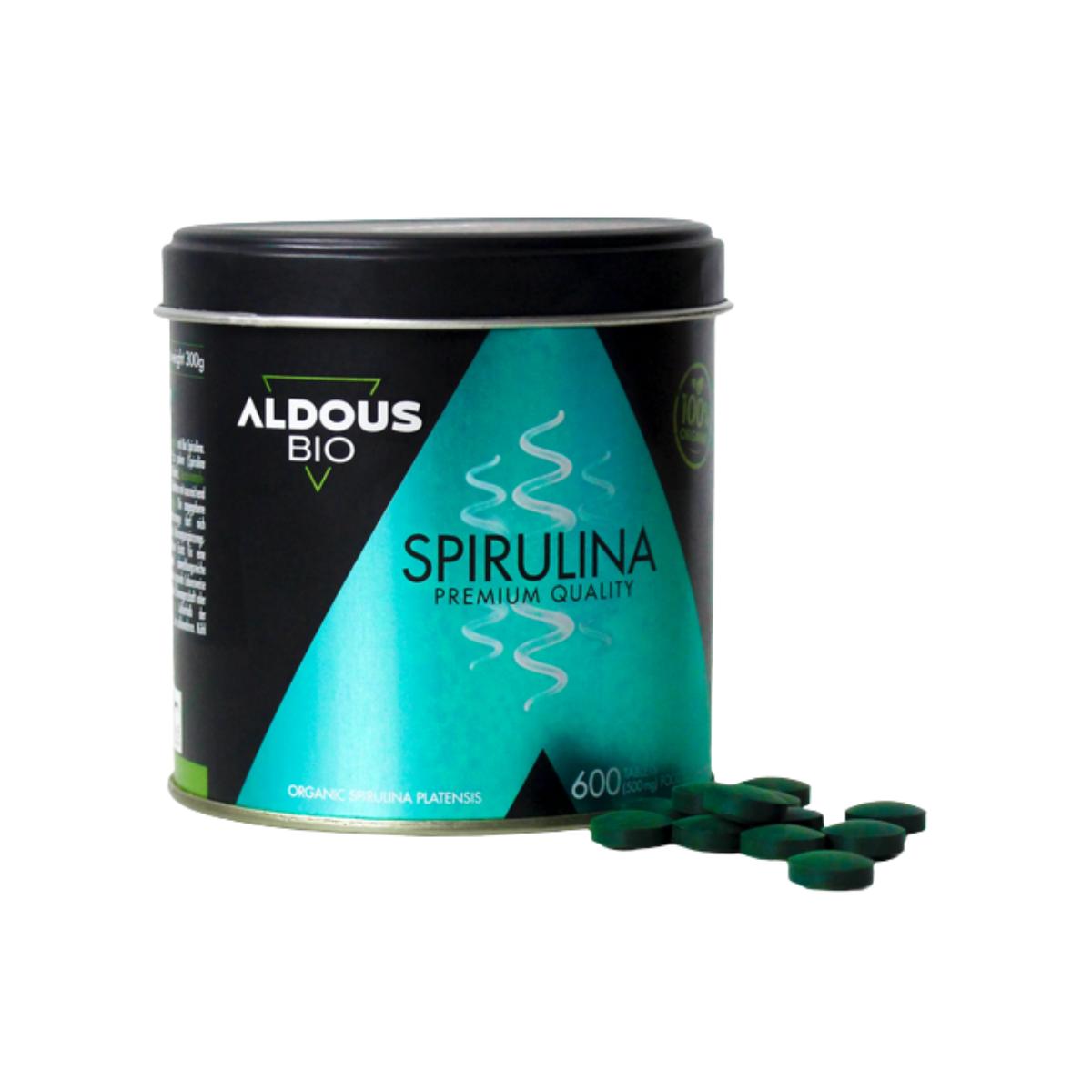 Espirulina orgânica premium, 600 comprimidos. Aldous Bio
