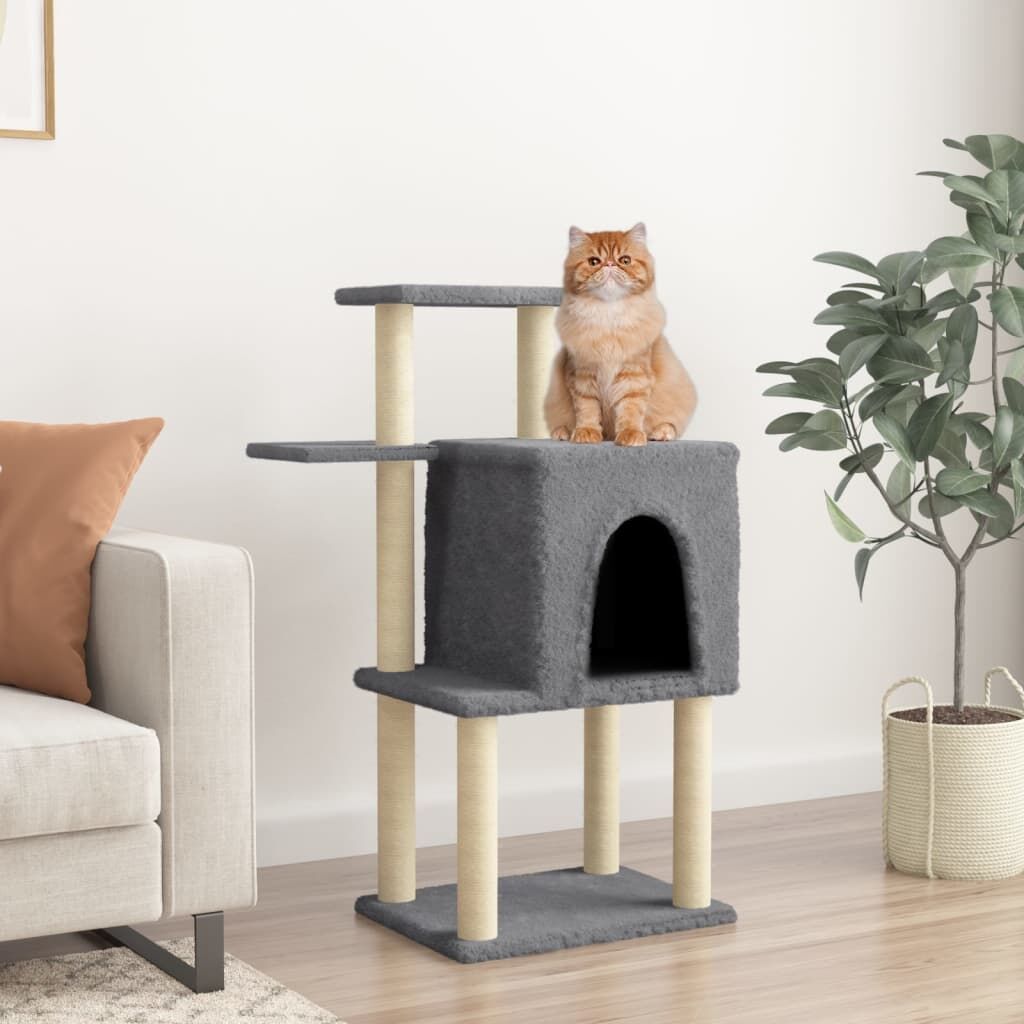 Vidaxl Rascador Para Gatos Con Postes De Sisal Gris Oscuro 97 Cm_1
