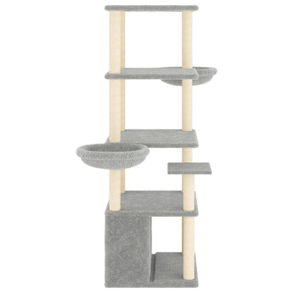 Rascador Para Gatos Con Postes De Sisal Gris Claro 147 Cm_3
